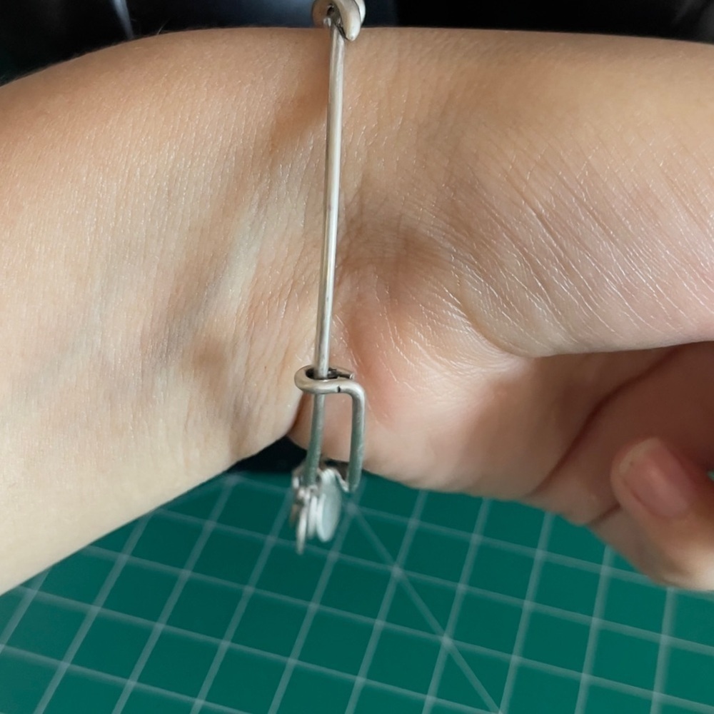 Silver tone sideways cross Alex and Ami adjustable bracelet - Picture 3 of 6